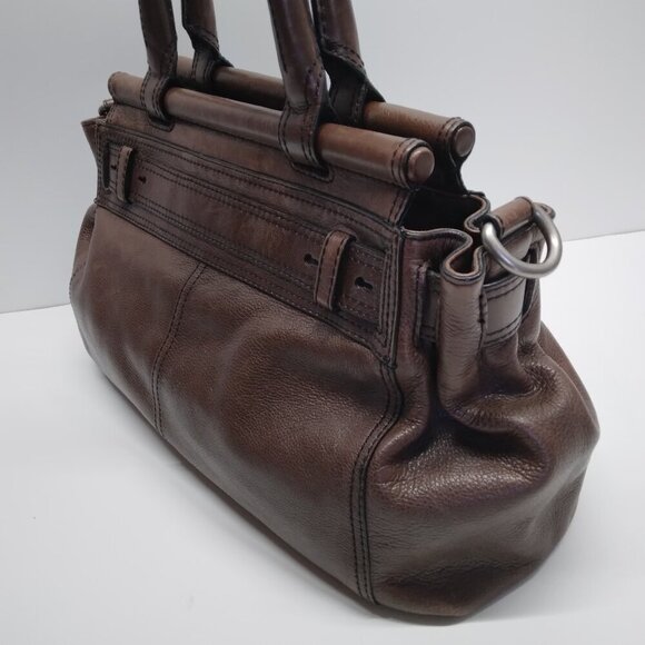 Fossil Maddox Brown Leather Bar Satchel Handbag - Picture 5 of 16